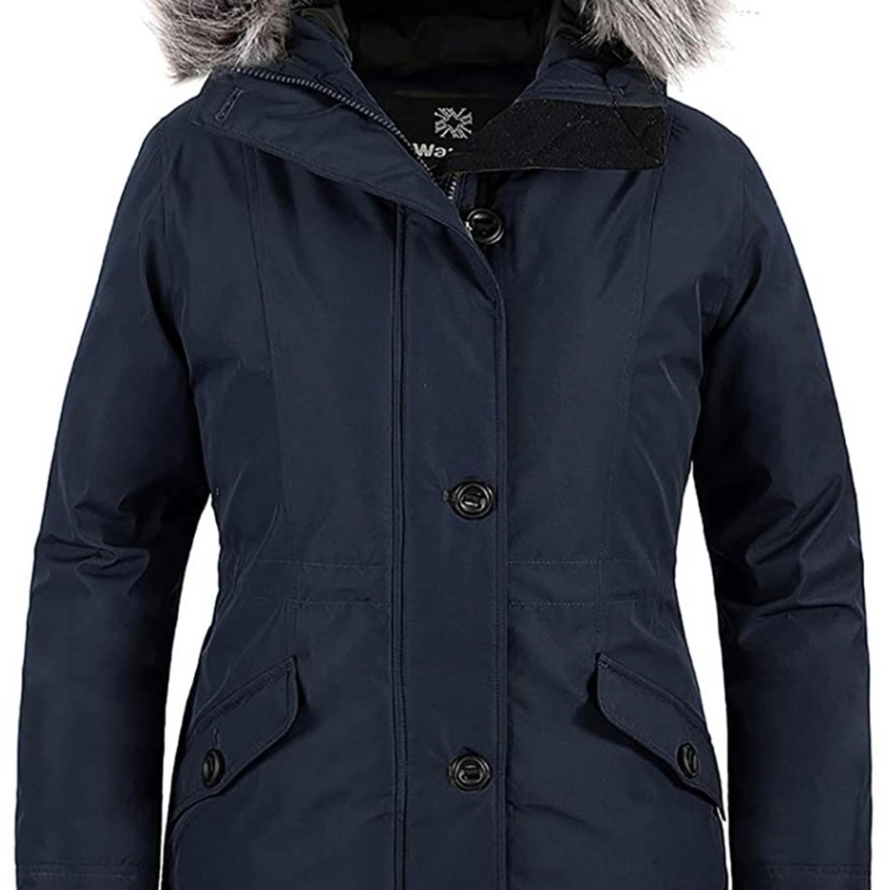 Navy Blue Winter Coat w/ faux fur hood